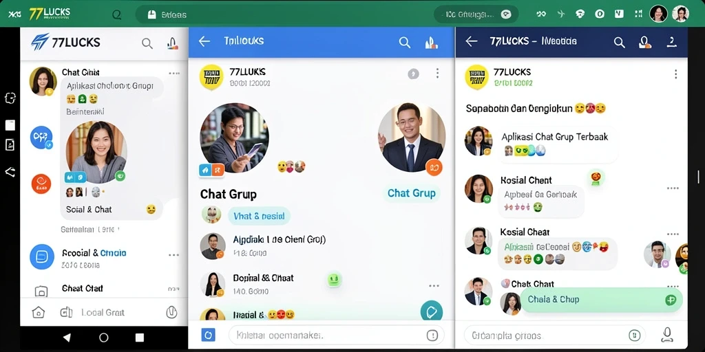 Tampilan antarmuka aplikasi Chat Grup 77LUCKS yang sederhana dan menarik.