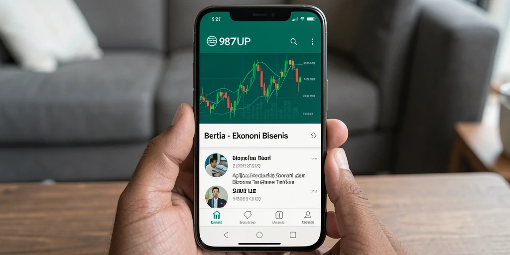 Tampilan antarmuka aplikasi 987UP yang modern dan informatif.