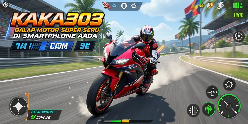 Antarmuka KAKA303 yang menawan dengan grafik balap motor yang memukau.