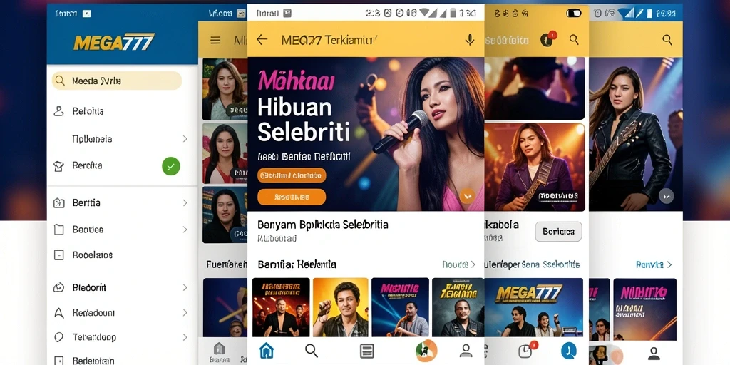 Tampilan antarmuka aplikasi MEGA777 yang menarik dan informatif.