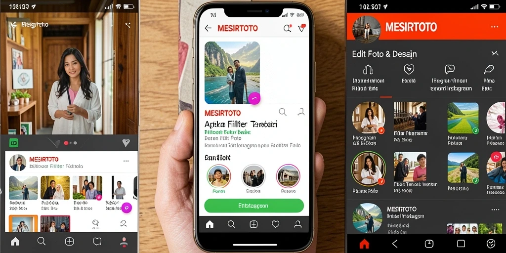 Antarmuka MESIRTOTO dengan berbagai filter Instagram yang menarik.